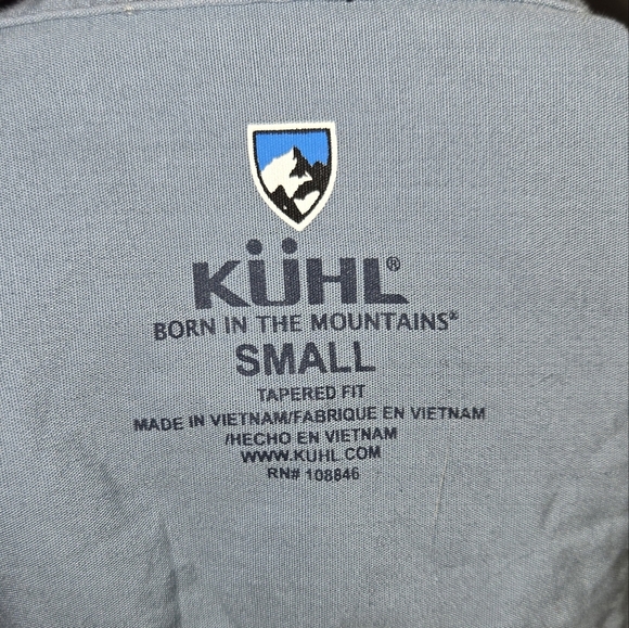 Kuhl Button Up Shirt Blue Plaid Linen Tapered Fit Pockets Outdoor Hiking - Picture 7 of 7